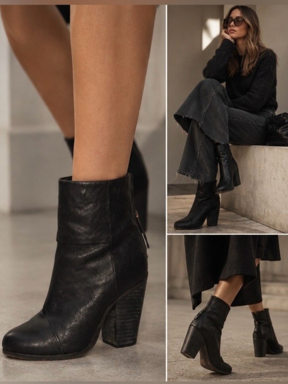 Classic Newbury Black Leather Ankle Boots Booties in Size 7.5/37.5 Rag & Bone